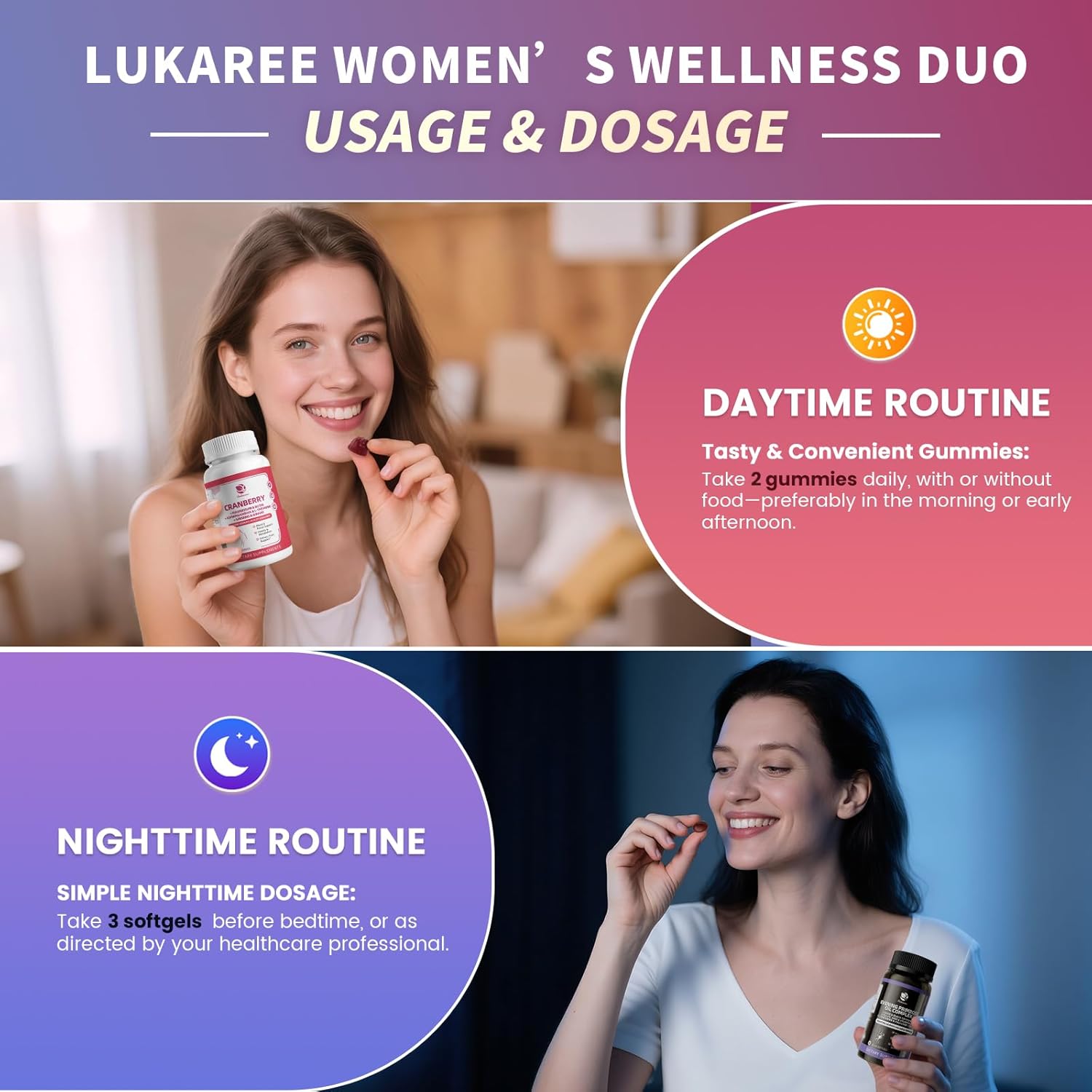 Evening Primrose Oil & Cranberry Wellness Duo – Supports Urinary Health, Hormonal Balance, Skin Health, Stress Relief, and Relaxation – Daytime Clarity & Nighttime Calm – 30-Day Supply