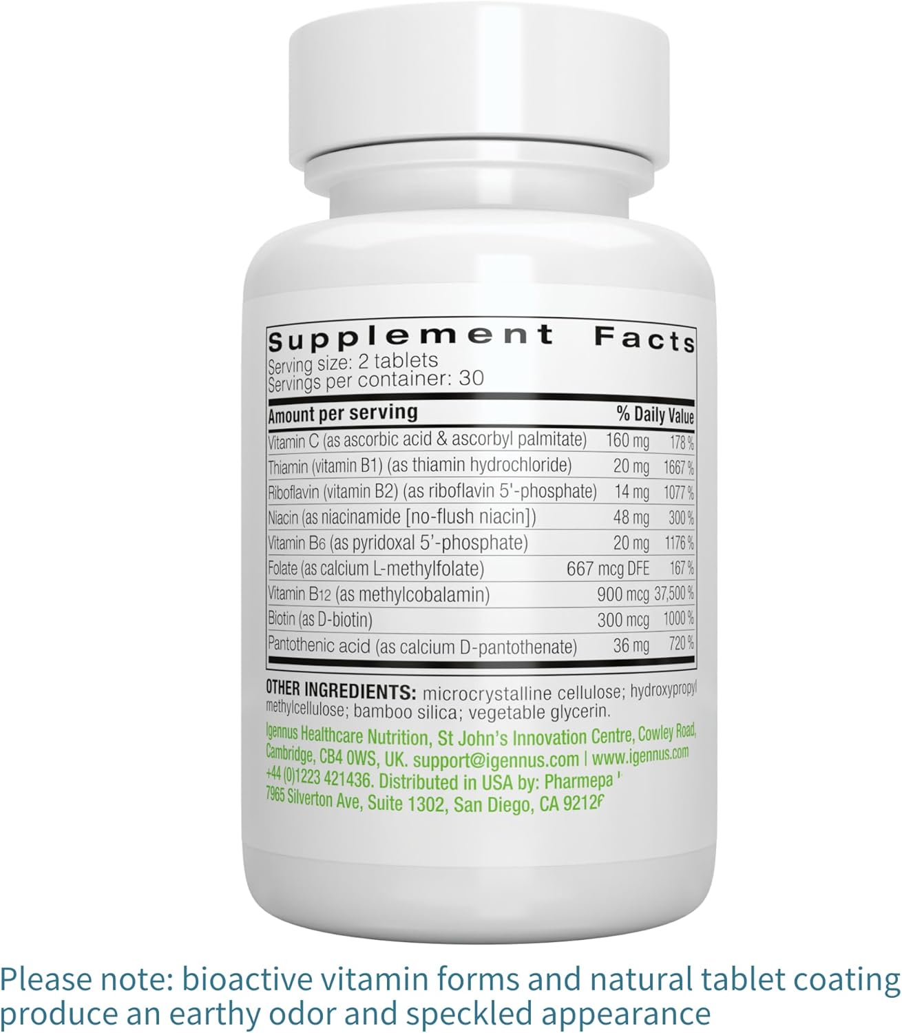 Igennus Super B-Complex Methylated B Vitamins, All Day Nutrient Delivery, Clean Label, MTHFR Supplement with Methylfolate & B12 Methylcobalamin, Vegan, Lab Verified, 60 Small Tablets
