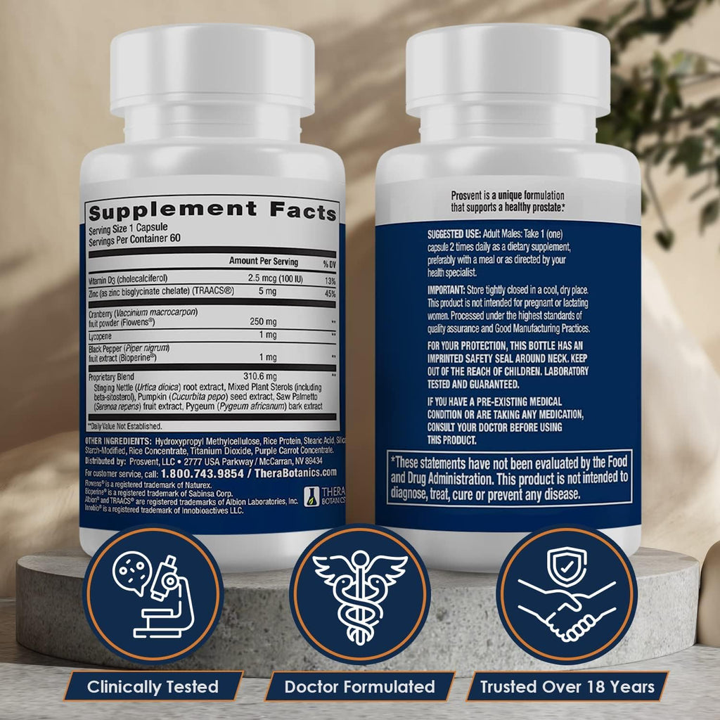 Ultra – Natural Prostate Health Supplements for Men – Saw Palmetto, Pygeum, Lycopene, Stinging Nettle, Beta Sitosterol, Pumpkin Seed Oil, and Cranberry (180 Count)