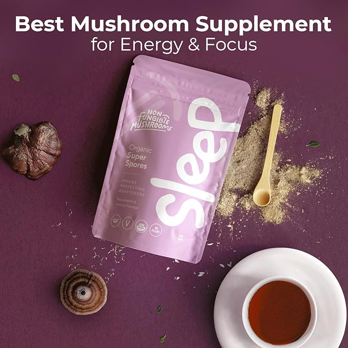SLEEP Mushroom Powder 60g (30 Servings) | Organic Reishi & Turkey Tail | Best Organic Mushroom Powder for Sleep, Stress Relief & Immune Support | Functional Medicinal Mushroom Powder