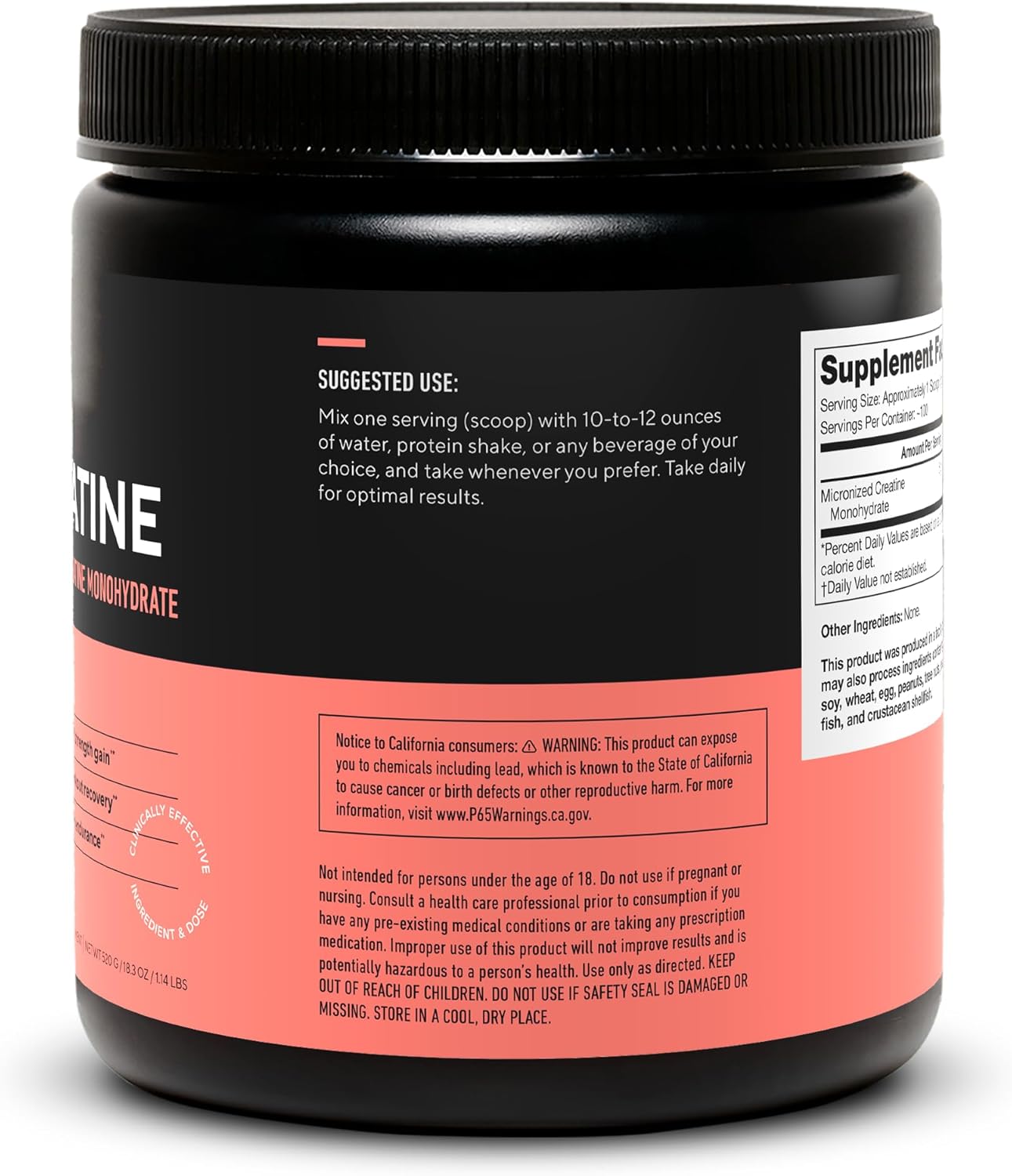 LEGION Micronized Creatine Monohydrate Supplement - Clean Creatine Powder for Muscle Gain & Post Workout Recovery - Micronized Creatine Supplement for Maximum Absorption (100 Servings, Unflavored)