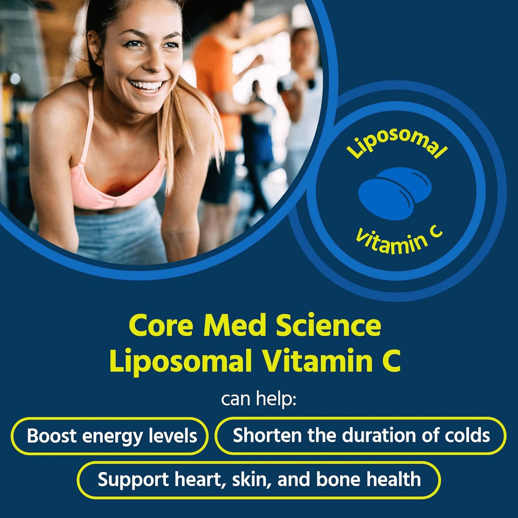 Liposomal Vitamin C 1000mg by Core Med Science, 90 Softgels - Non-GMO Natural Liposomal Vitamin C Supplement That Promotes Healthy Skin - Immune System Booster for Adults, Supports Collagen Formation