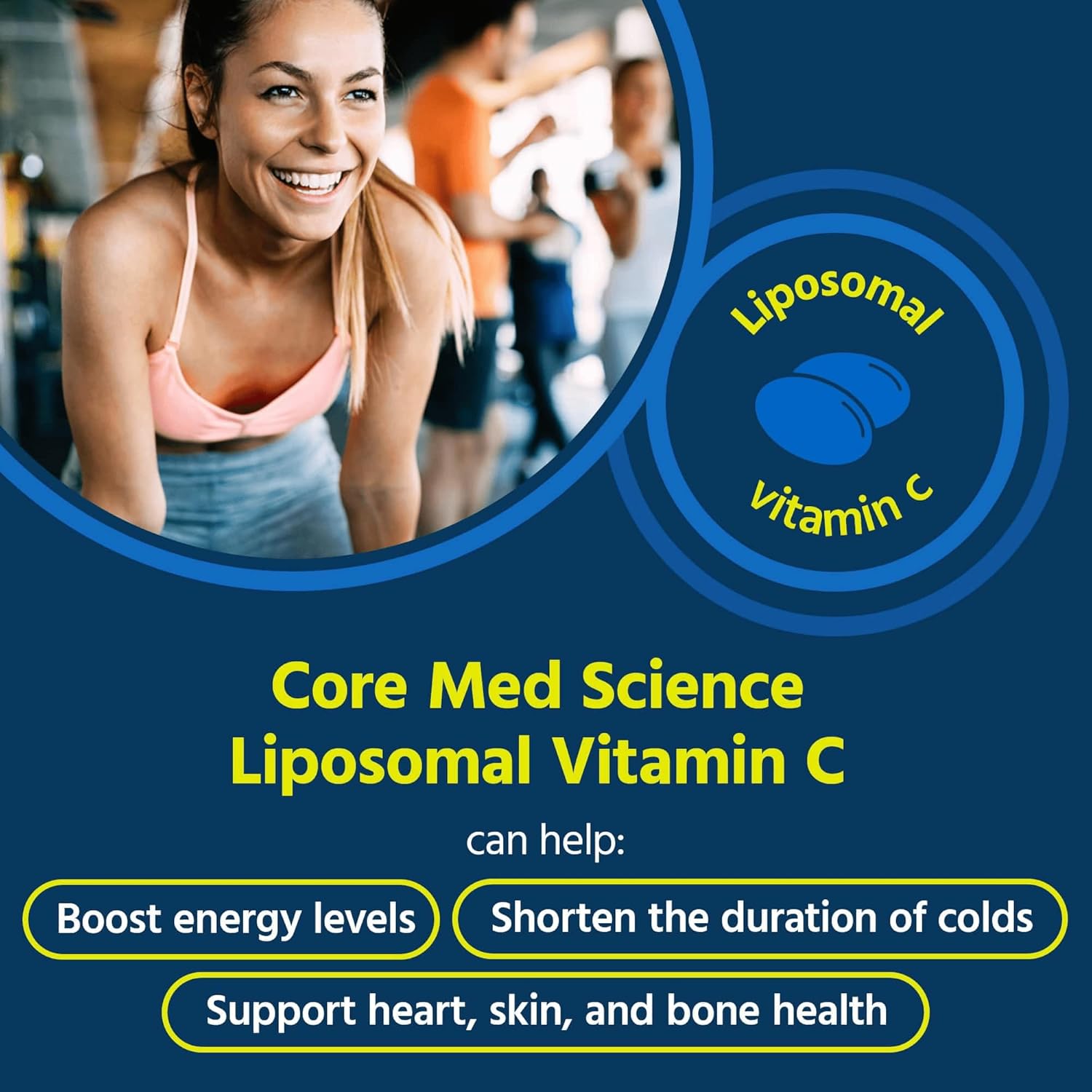 Liposomal Vitamin C 1000mg by Core Med Science, 90 Softgels - Non-GMO Natural Liposomal Vitamin C Supplement That Promotes Healthy Skin - Immune System Booster for Adults, Supports Collagen Formation