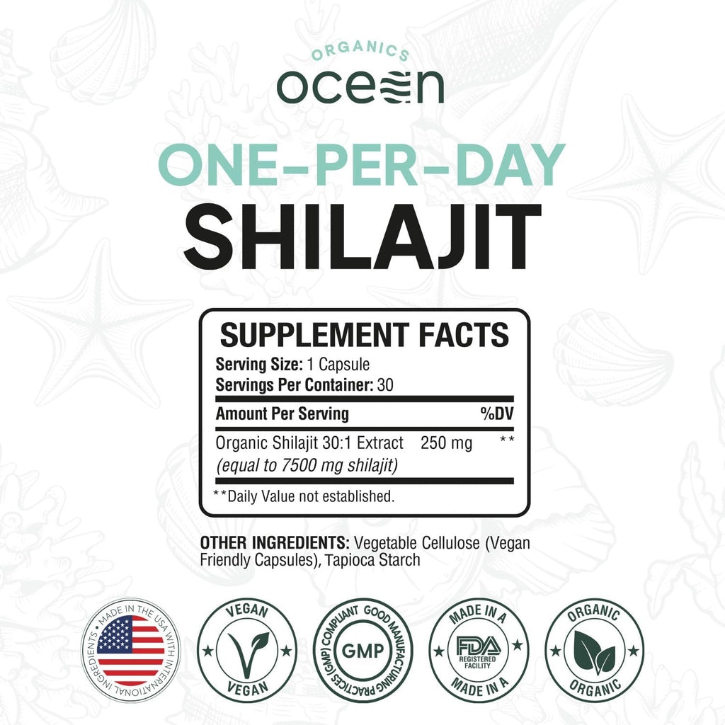 One-Per-Day Shilajit for Men and Women - Natural Shilajit Supplement for Age-Defying, Bone Strength, Hormone Support and More - 30 Shilajit Capsules