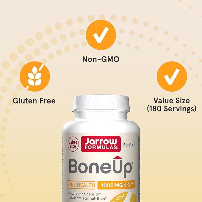 Jarrow Formulas BoneUp for Bone Density - Vitamin D3 and K2, Calcium Support, 360 Capsules, Promotes Skeletal Nutrition, Up to 60 Days Supply
