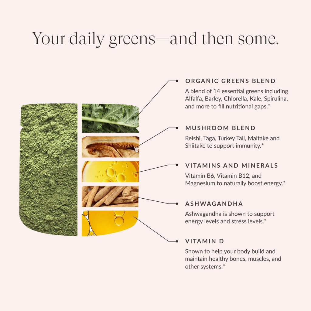 Beam Greens – Daily Superfood Powder for Women, Organic Green Juice with Veggies & Adaptogens, Gut Health & Immunity Support, Vegan, No Sugar, Third Party Tested, 30 Servings