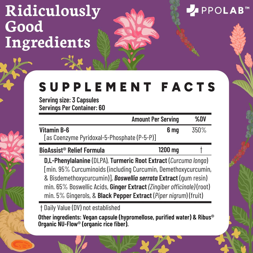 Relieve-fx™ DLPA Boswellia Turmeric and Ginger Supplement for Mood, Detox, Digestion, Inflammation & Joint Support, Gingerols, Boswellic Acid, Curcumin with Black Pepper, Clean Certified® 180 Count