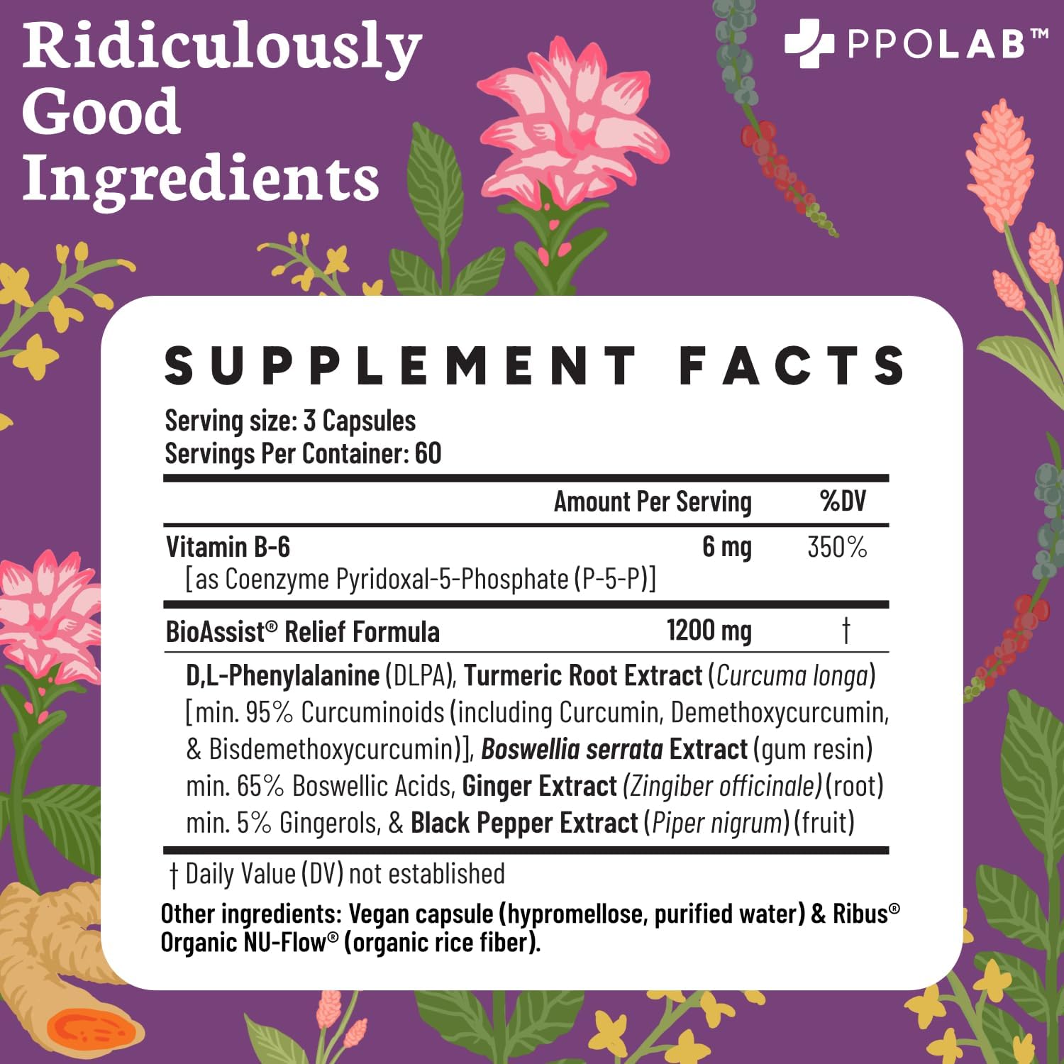 Relieve-fx™ DLPA Boswellia Turmeric and Ginger Supplement for Mood, Detox, Digestion, Inflammation & Joint Support, Gingerols, Boswellic Acid, Curcumin with Black Pepper, Clean Certified® 180 Count