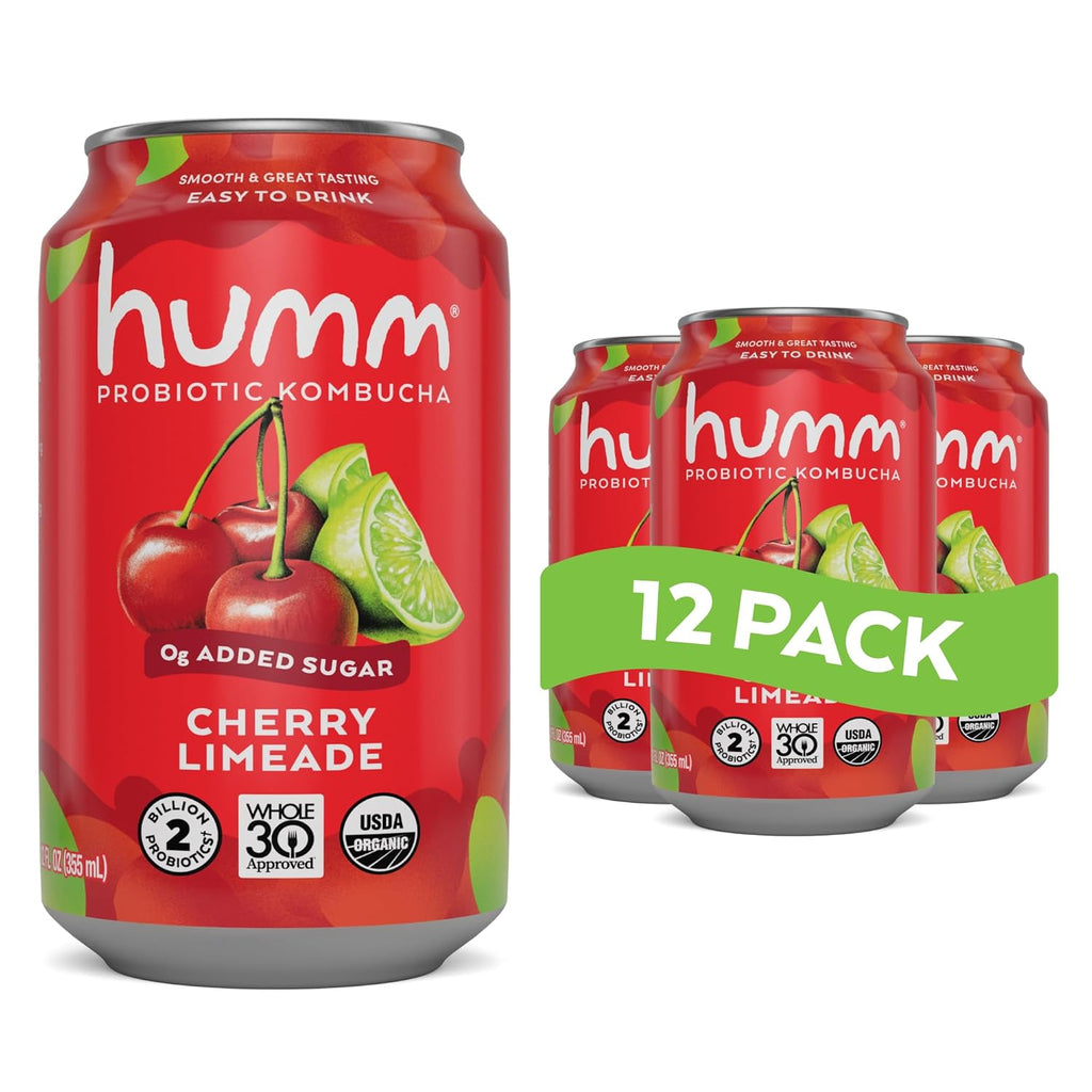 Humm Whole30 Approved Kombucha, Cherry Limeade, Organic, Vegan & GMO Free (12 Pack)