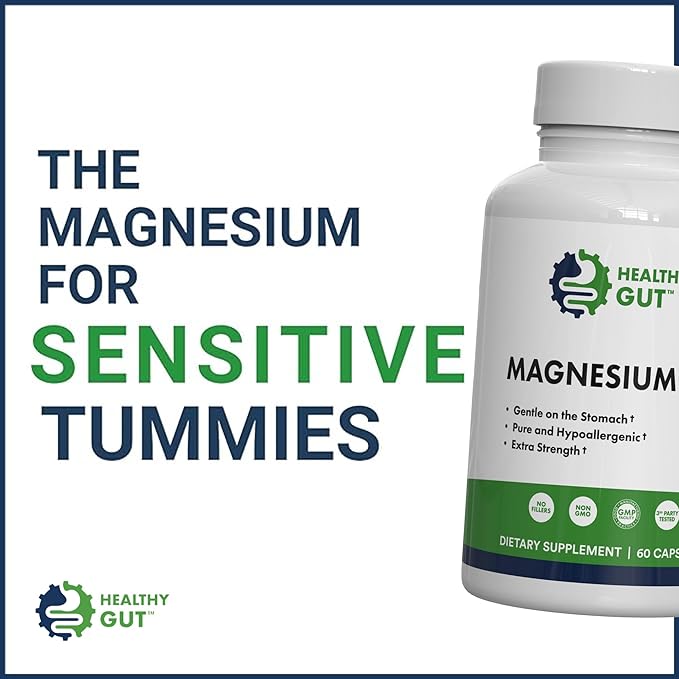 Healthy Gut Magnesium-HP | Ultra Pure Glycinate with Zero Fillers | 180 mg Magnesium Glycinate | 60 Servings