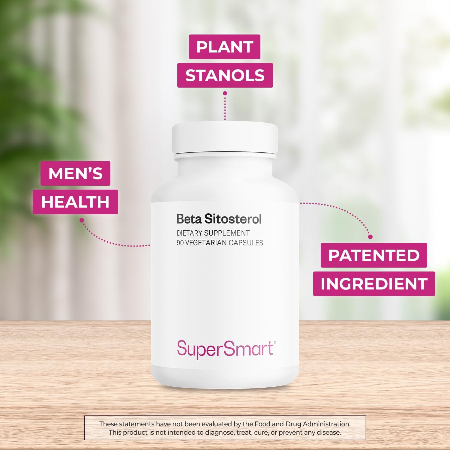 Supersmart - Beta-Sitosterol 180 mg Per Day (VegaPure ®) - Prostate & Urinary Health - Reduce Need to Urinate Frequently | Non-GMO & Gluten Free - 90 Vegetarian Capsules