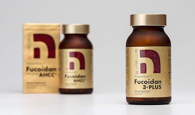 Fucoidan 3-Plus Brown Seaweed Immunity Supplement with Three Types of High Purity Fucoidan Organic Mekabu Fucus Mozuku Agaricus Made in Japan (Vegetable Capsule, 5 Bottles)