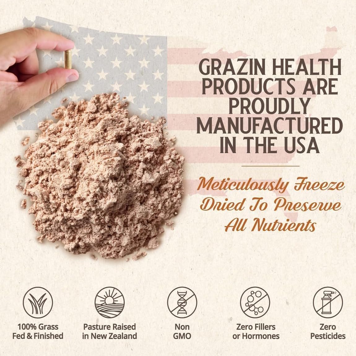 Grass Fed Bovine Heart Capsules: 3000 Mg Heart/ 200 Mg Liver/Serving (30 Servings)
