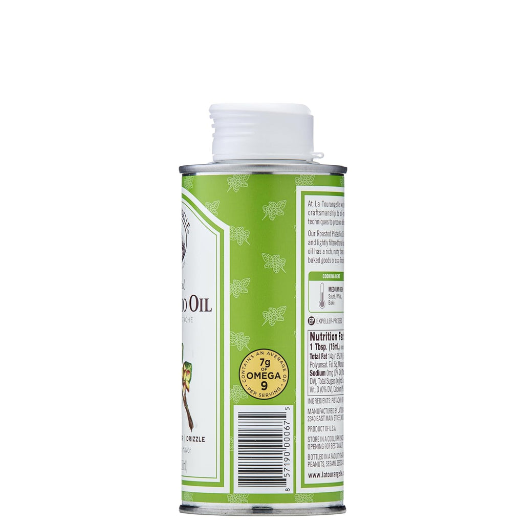 La Tourangelle, Roasted Pistachio Expeller-Pressed Oil for Cooking, Baking, and Beauty, Adds Flavor to Vinaigrettes, Sauces, Marinades, Green, 8.45 Fl Oz