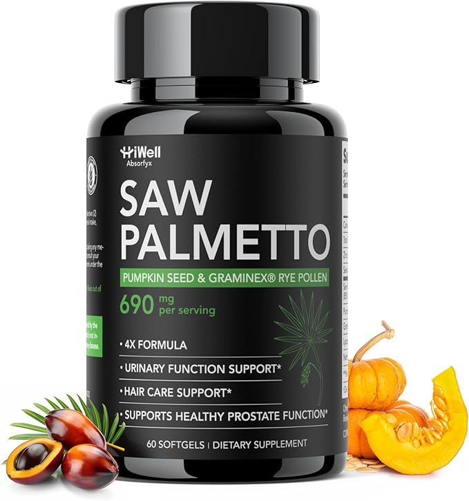 Saw Palmetto for Men Prostate Health Supplement, Pharmaceutical Grade - Pumpkin Seed Oil - Graminex® - Nettle Supports Urinary Function & Hair Loss Prevention,DHT Blocker, 60 softgels