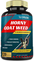 Horny Goat Weed Capsules & Ginseng, Tribulus, Ashwagandha, Maca, Tongkat and More - 120caps