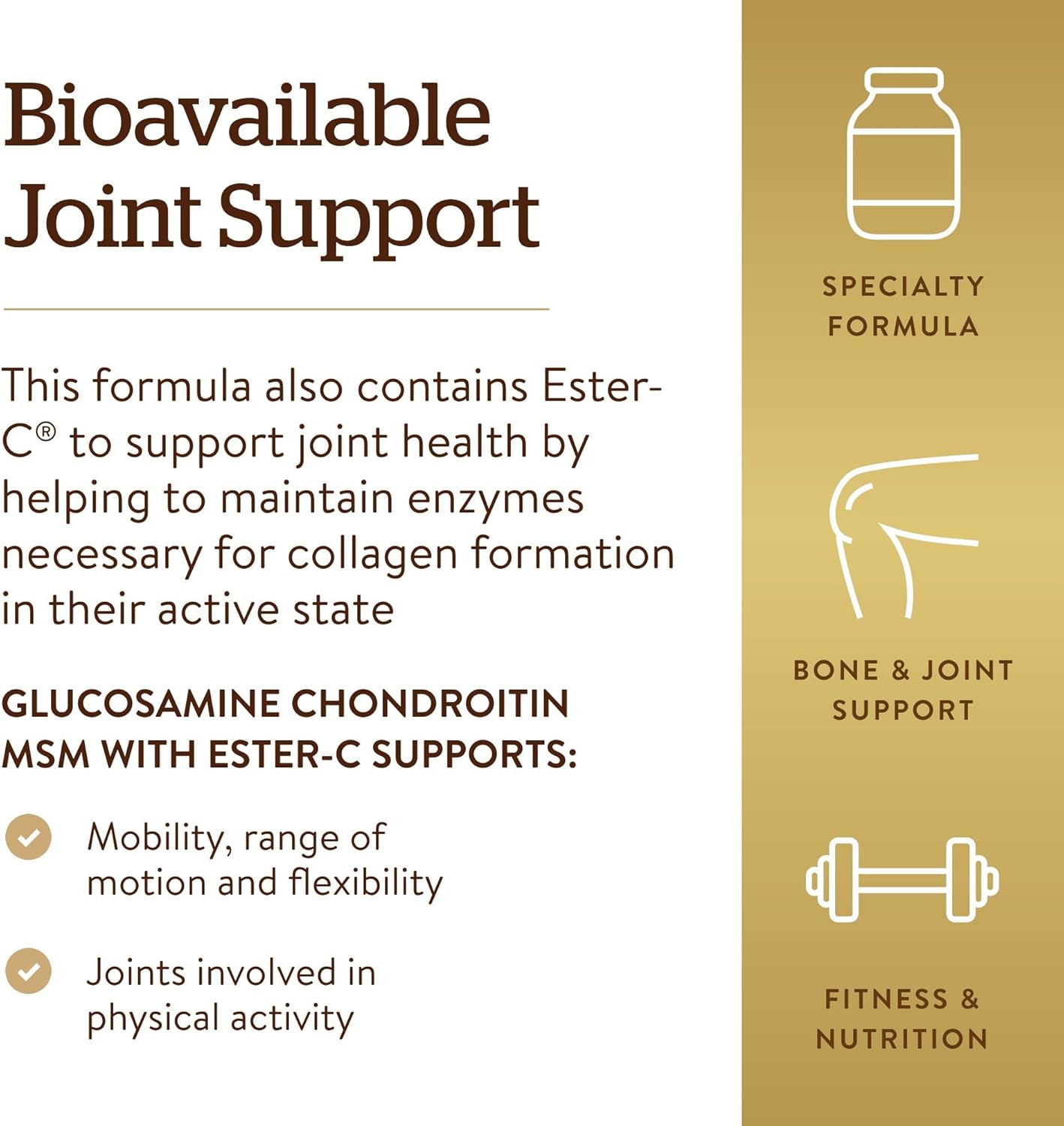 Solgar Extra Strength Glucosamine Chondroitin MSM w/ Ester-C, 180 Tablets - Promotes Healthy Joints, Supports Comfortable Movement & Collagen Formation - Non-GMO, Gluten No, Dairy No - 60 Servings