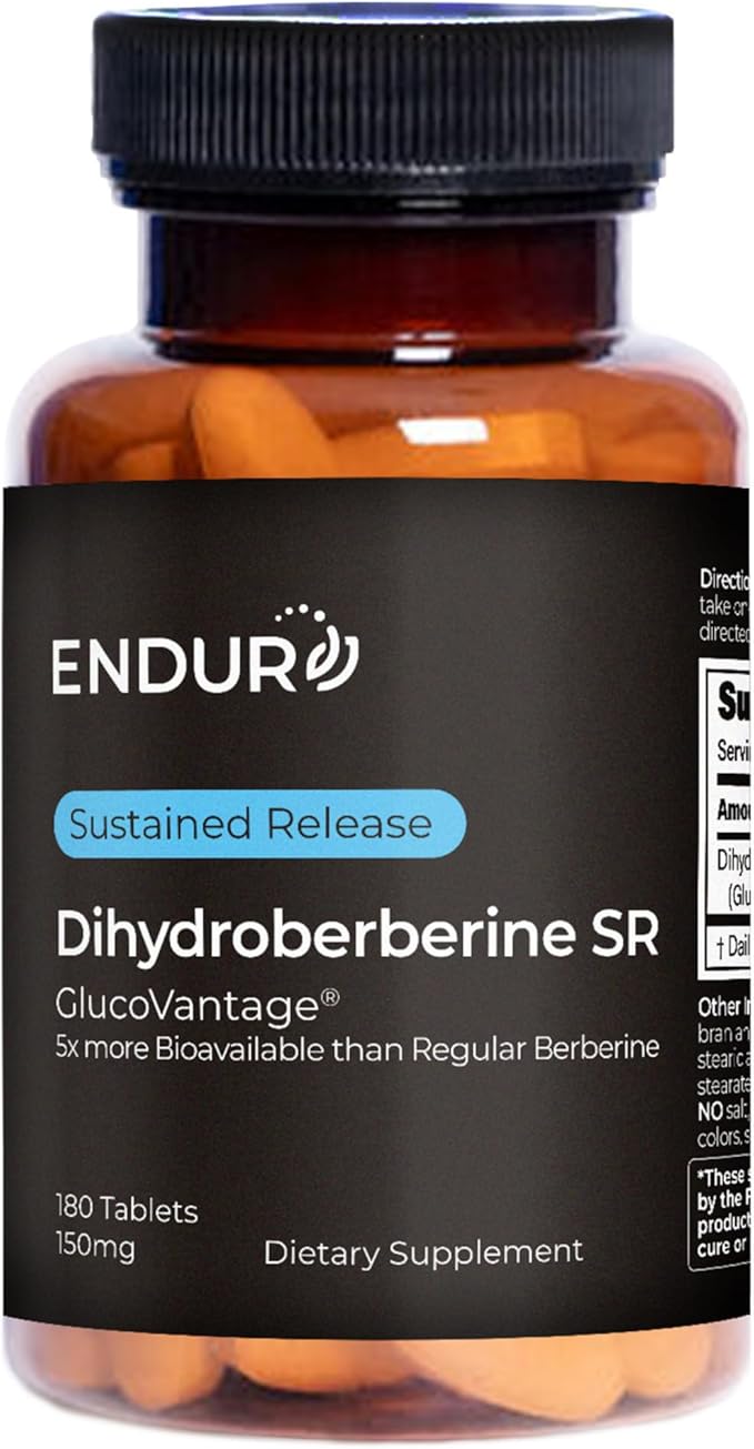 Endur Dihydroberberine SR, Helps Support Blood Sugar Health, Metabolism & A Healthy Weight, Gluten Free, 150mg (180 Tablets)