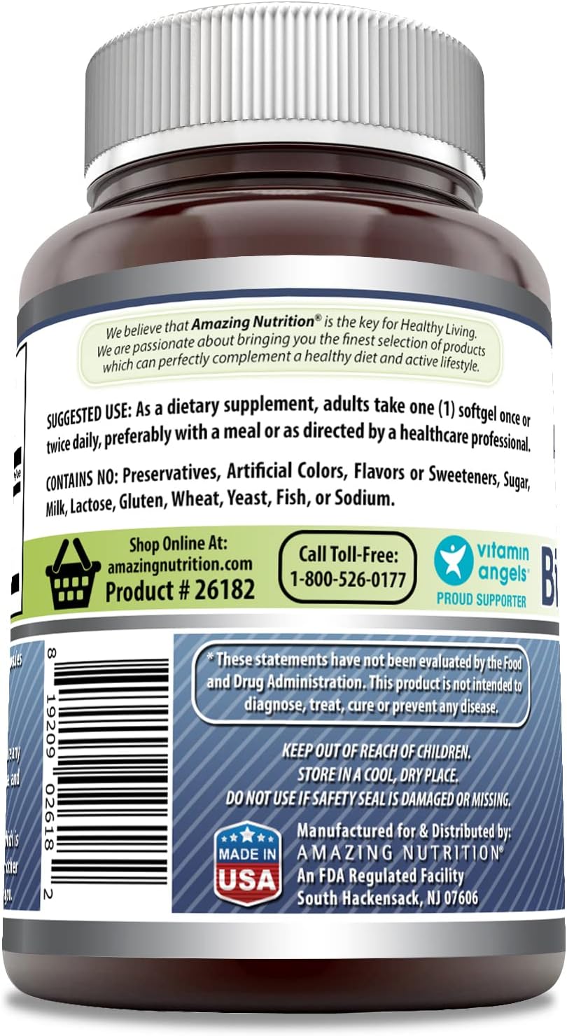 Amazing Formulas Bilberry Extract Supplement 1000 Mg 120 Softgels | Rich in Vitamins | Pure Extract of Bilberries