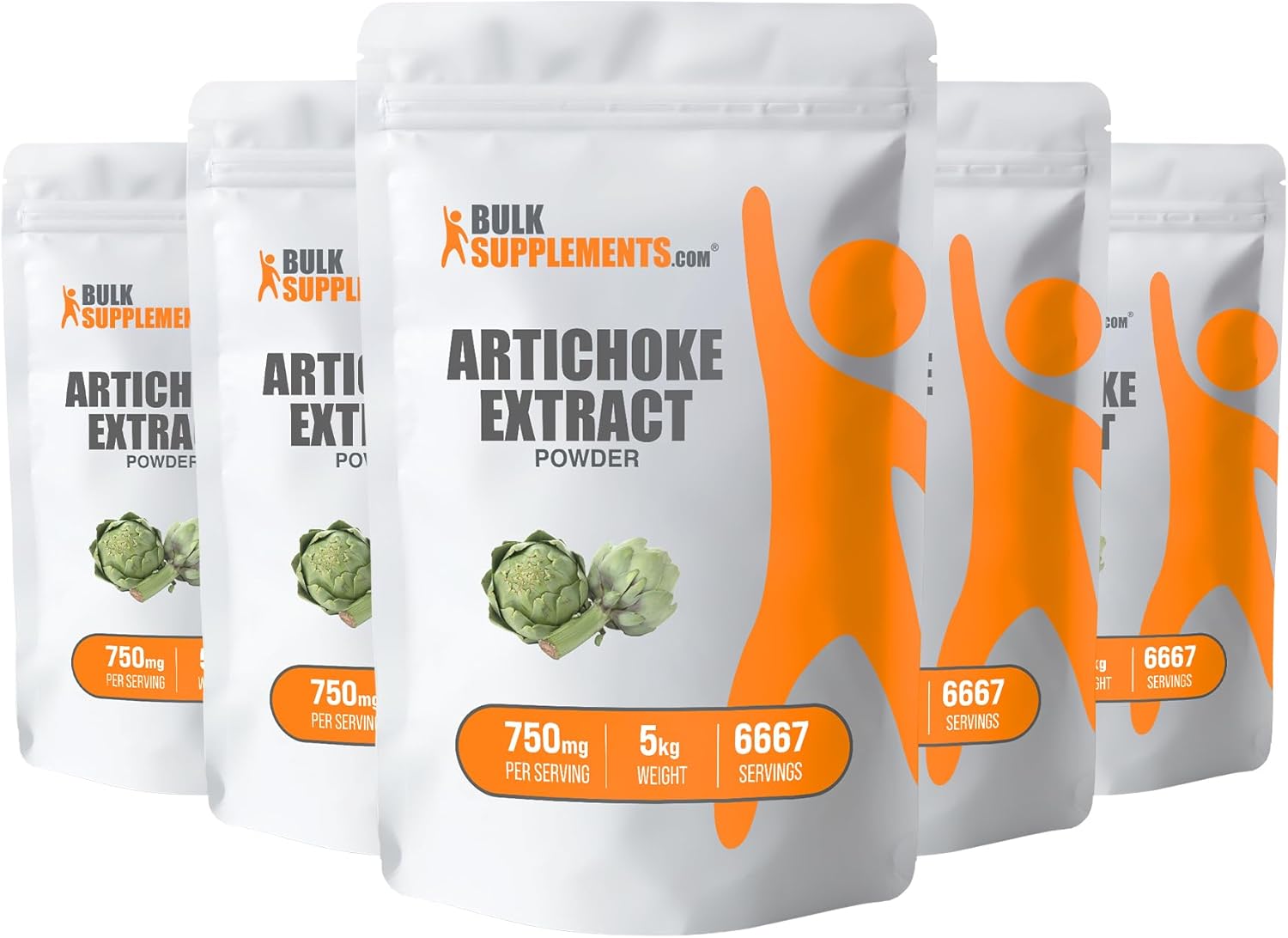 BulkSupplements.com Artichoke Extract Powder - Herbal Supplement, Artichoke Supplement - Vegan & Gluten Free, 750mg per Serving, 5kg (11 lbs) (Pack of 5)