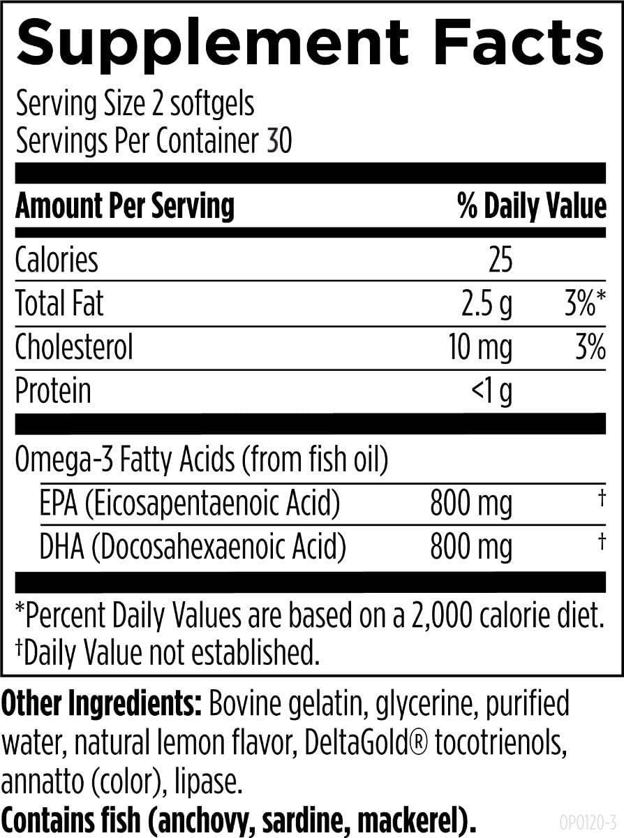 Designs for Health OmegAvail Hi-Po - TG (Triglyceride) Omega-3 Fish Oil Supplement, 1600mg EPA/DHA per Serving with Lemon + Vitamin E to Minimize Fishy Taste (60 Softgels)