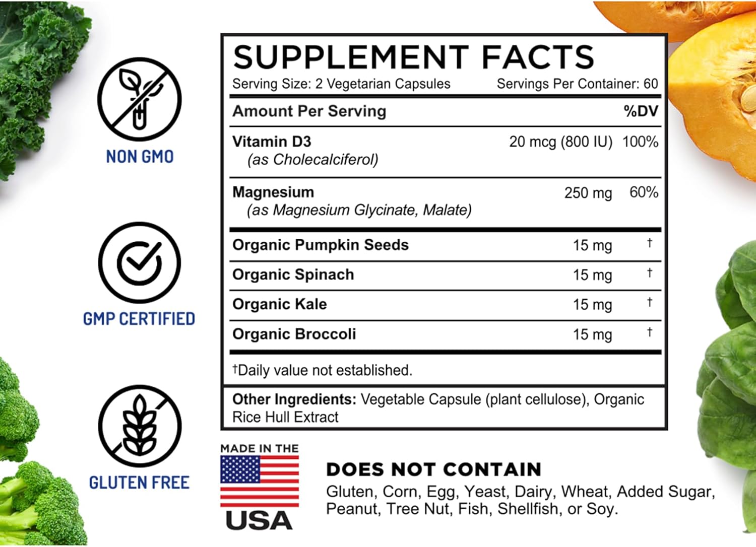 FarmHaven Magnesium Glycinate & Malate Complex w/Vitamin D3 & Turmeric Curcumin with BioPerine Black Pepper & Digestive Enzymes with 18 Probiotics & Herbs