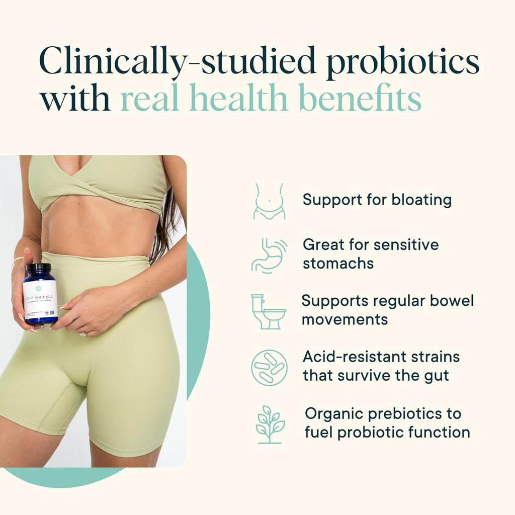 Ora Organic Probiotics with Prebiotics for Digestive Health 16 Billion CFU - Trust Your Gut - Strains - Acidophilus Lactobacillus Breve Bifidum Lactis