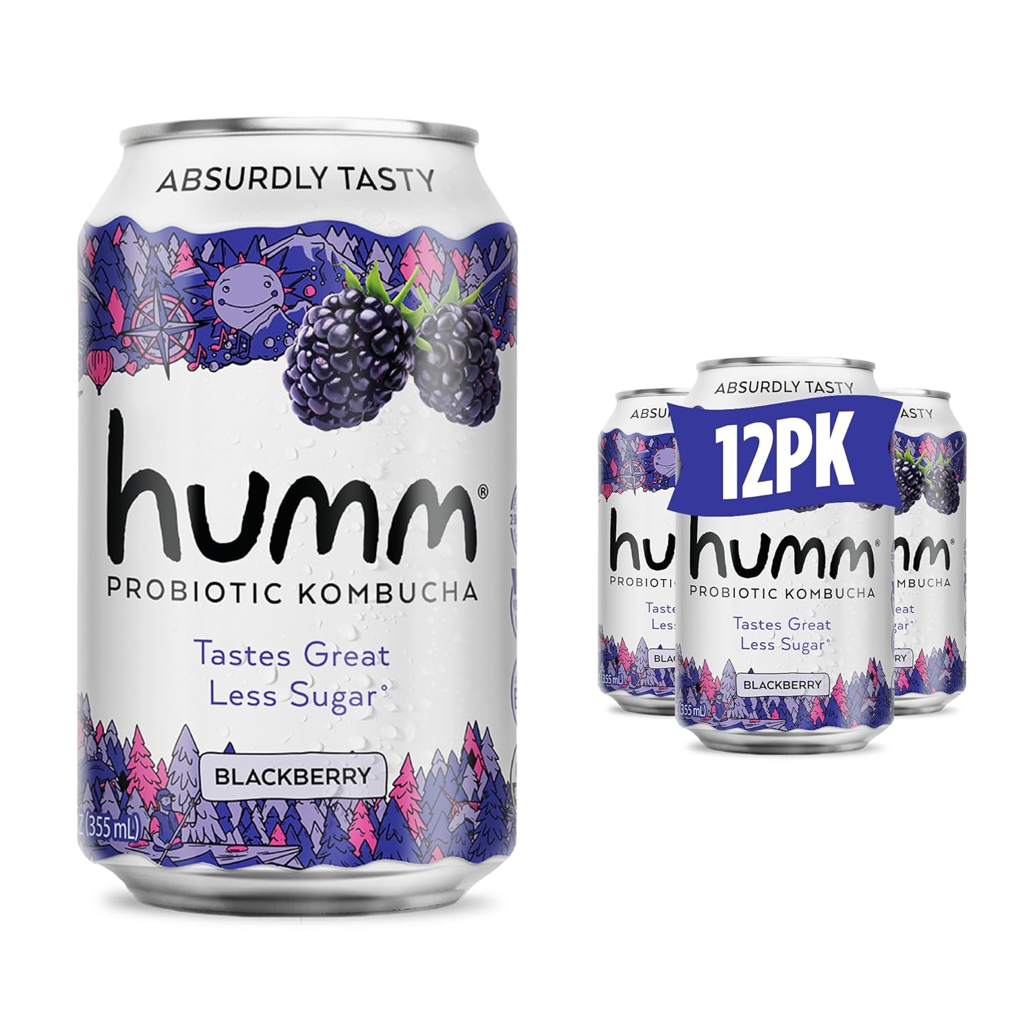 Humm Kombucha Blackberry, Organic, Vegan & GMO Free (12 Pack)