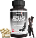 Korean Black Panax Ginseng Capsule 1000mg - 90 Vegan Capsules Non GMO, High Ginsenosides, High Absorption Rate, Enhance Immunity, Mental Performance, Stamina & Energy, Men & Women
