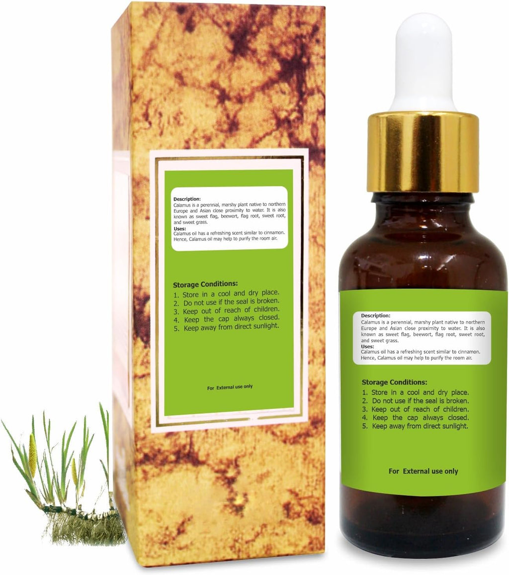 Salvia Calamus Oil (Acorus Calamus) Therapeutic Essential Oil with Dropper by Salvia Amber Bottle 100% Natural Uncut Undiluted Pure Cold Pressed Aromatherapy Premium Oil - 15ML/ 0.5 fl oz