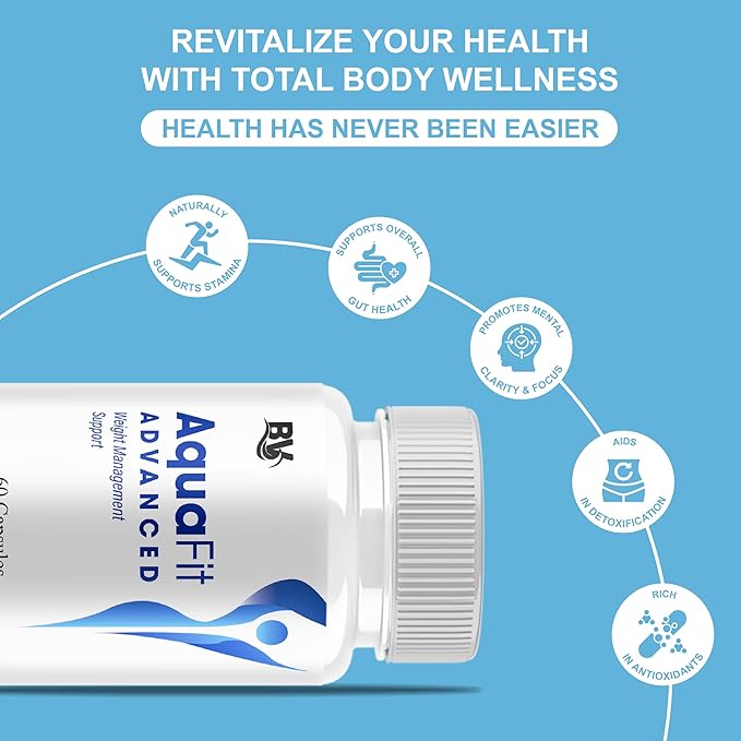 BLUE VIBE Aquafit Advanced Capsules, Aqua Fit Advanced Strength Overall Health & Wellness Support Supplement, Aquafit Official Premium All Natural Daily Health Support (1 Pack - 60 Capsules)