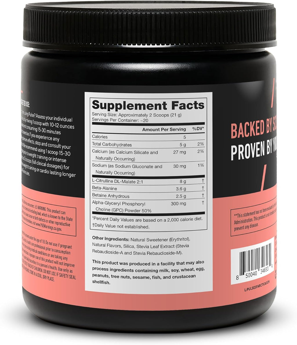 LEGION Pulse Pre Workout Supplement - All Natural Nitric Oxide Preworkout Drink to Boost Energy, Creatine Free, Naturally Sweetened, Beta Alanine, Citrulline, Alpha GPC (Caffeine Free Arctic Blast)