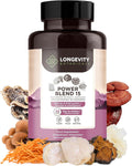 Power 15 Mushroom Blend Capsules Supplement (90) | High Strength Extract Complex | With Lions Mane, Turkey Tail, Cordyceps, Reishi, Chaga & Tremella | 20% Beta-D Glucans | Immunity & Vitality Support