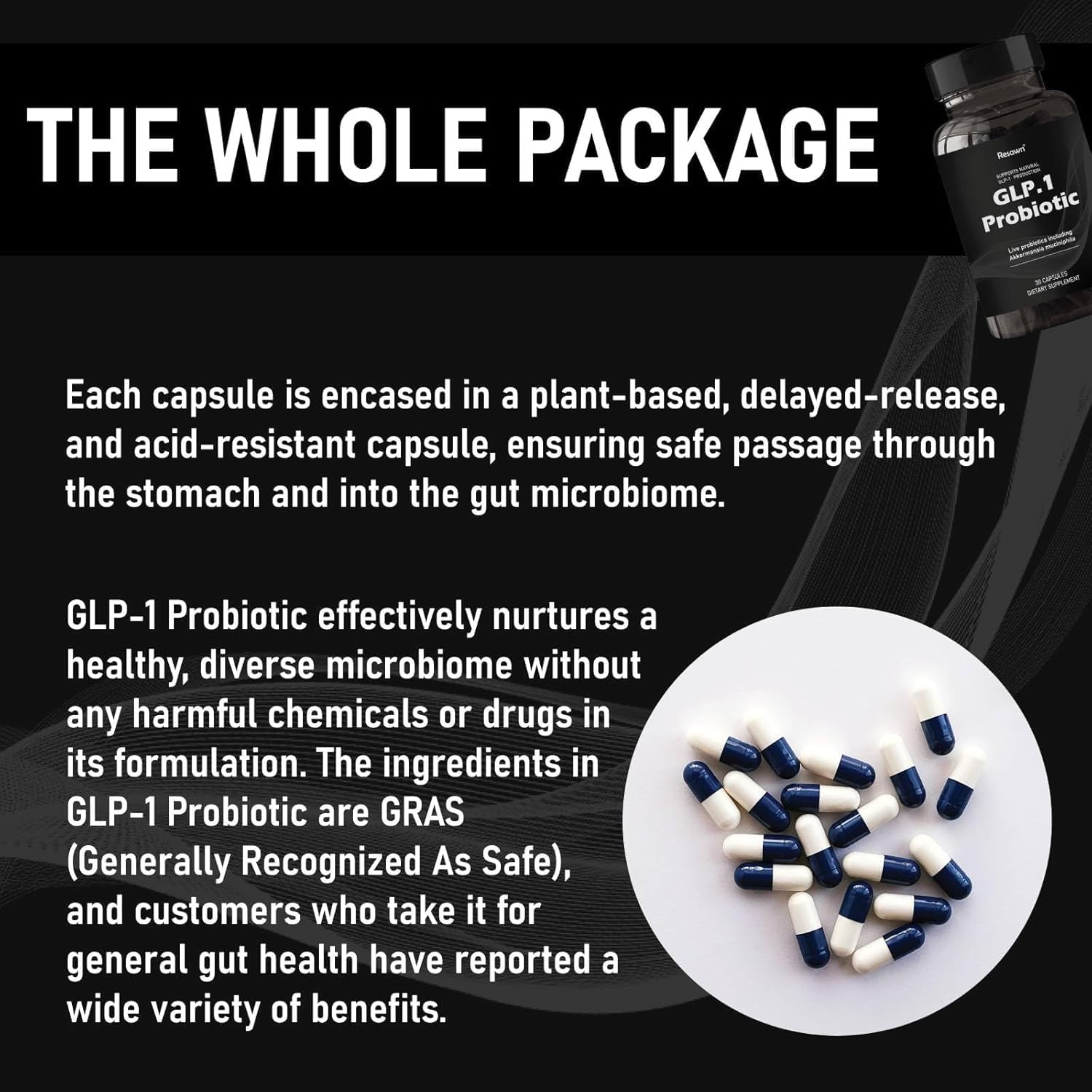 GLP-1 Probiotic 30 Capsules - 500M AFU Multi-Strain Probiotic + Prebiotic, Naturally Support GLP-1 Production & Curb Appetite, Delayed Release, Third-Party Tested, for Men & Women (2pack)