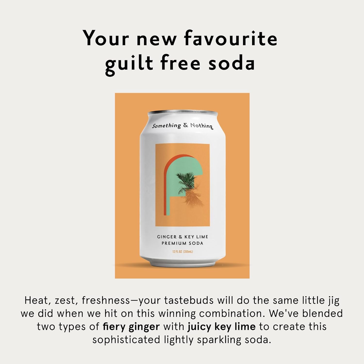 Something & Nothing Ginger & Lime Flavoured Sparkling Water | Lightly Carbonated, Full Flavoured with Added Grape & Lemon Juice | Vegan & Low Calorie Soda | 12 Fl Oz Cans (Pack of 12)