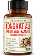 Tongkat Ali & Hornygoatweed for Men with Maca Root Powder, Saw Palmetto for Men and Tribulus Terrestris - Healthy Testosterone Support and Balanced Energy Supplements - 60 Premium Tongat-Ali Capsules