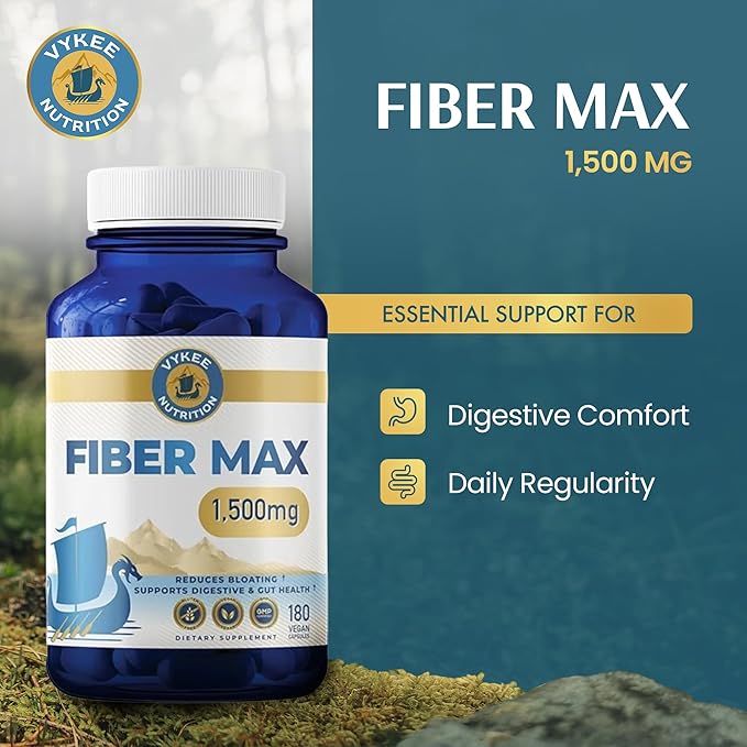Vykee Nutrition Advanced Fiber Complex – Psyllium Husk, Aloe Vera, Chia & Flax Seed | Vegan, Non-GMO | Supports Digestive Health, Regularity & Gut Wellness | 180 Capsules