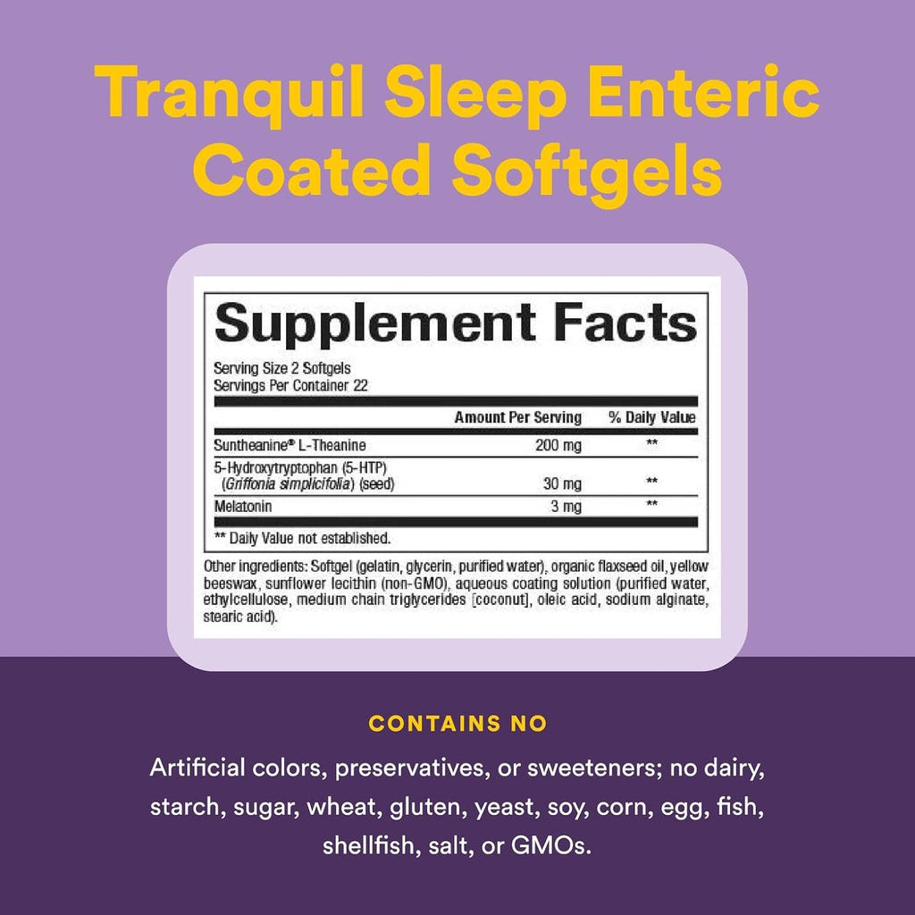 Stress-Relax Tranquil Sleep by Natural Factors, Sleep Aid with Suntheanine L-Theanine, 5-HTP, Melatonin, 45 Softgels