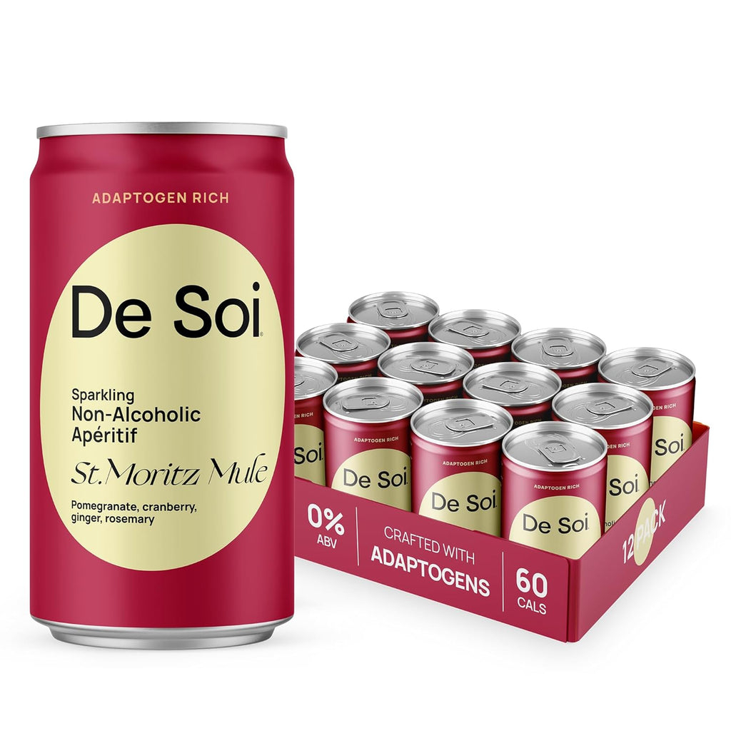De Soi St. Moritz Mule Mocktails NA Drinks 8 fl oz (12-pack) - Adaptogen Drink, Sparkling Drink with Calming Botanicals, Mocktail Drinks, Gluten Free, No Artificial Flavors