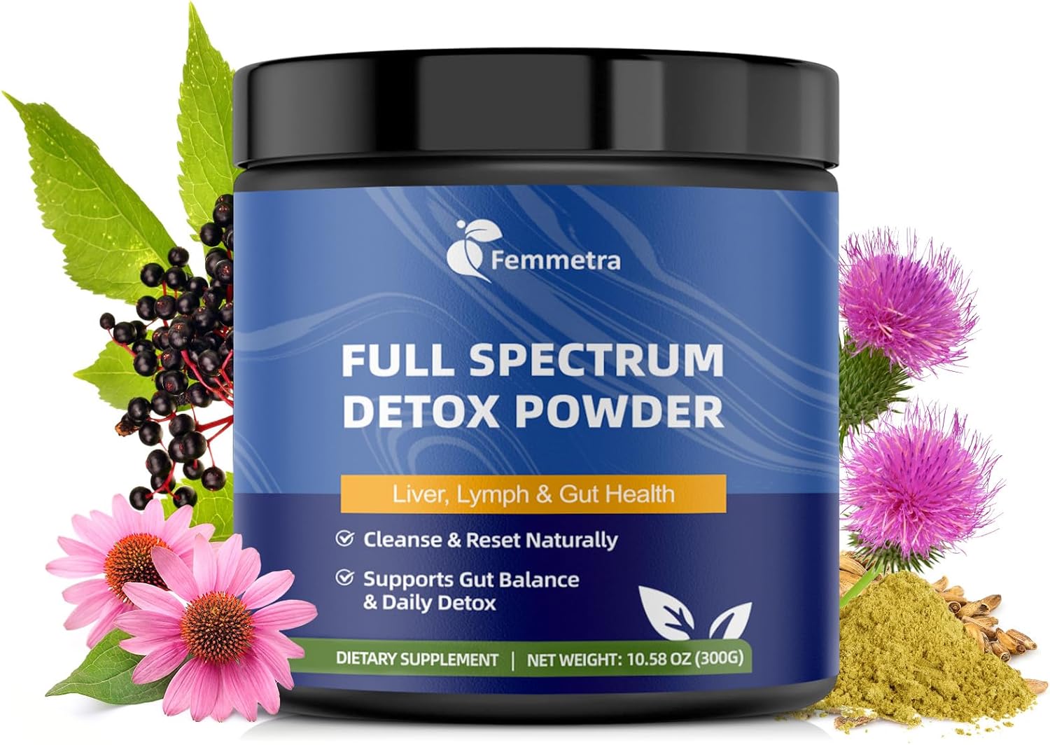 29-in-1 Full Spectrum Detox Powder – Liver, Lymph, Colon & Gut Cleanse with Milk Thistle, NAC, Zeolite & Probiotics – Complete Body Cleanse Supplement for Women & Men – 30 Servings