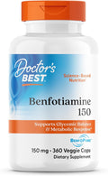 Doctor's Best Benfotiamine 150 with BenfoPure, Helps Maintain Glucose Metabolism, Non-GMO, Vegan, Gluten Free, Soy Free, 150 mg, 360 Veggie Caps