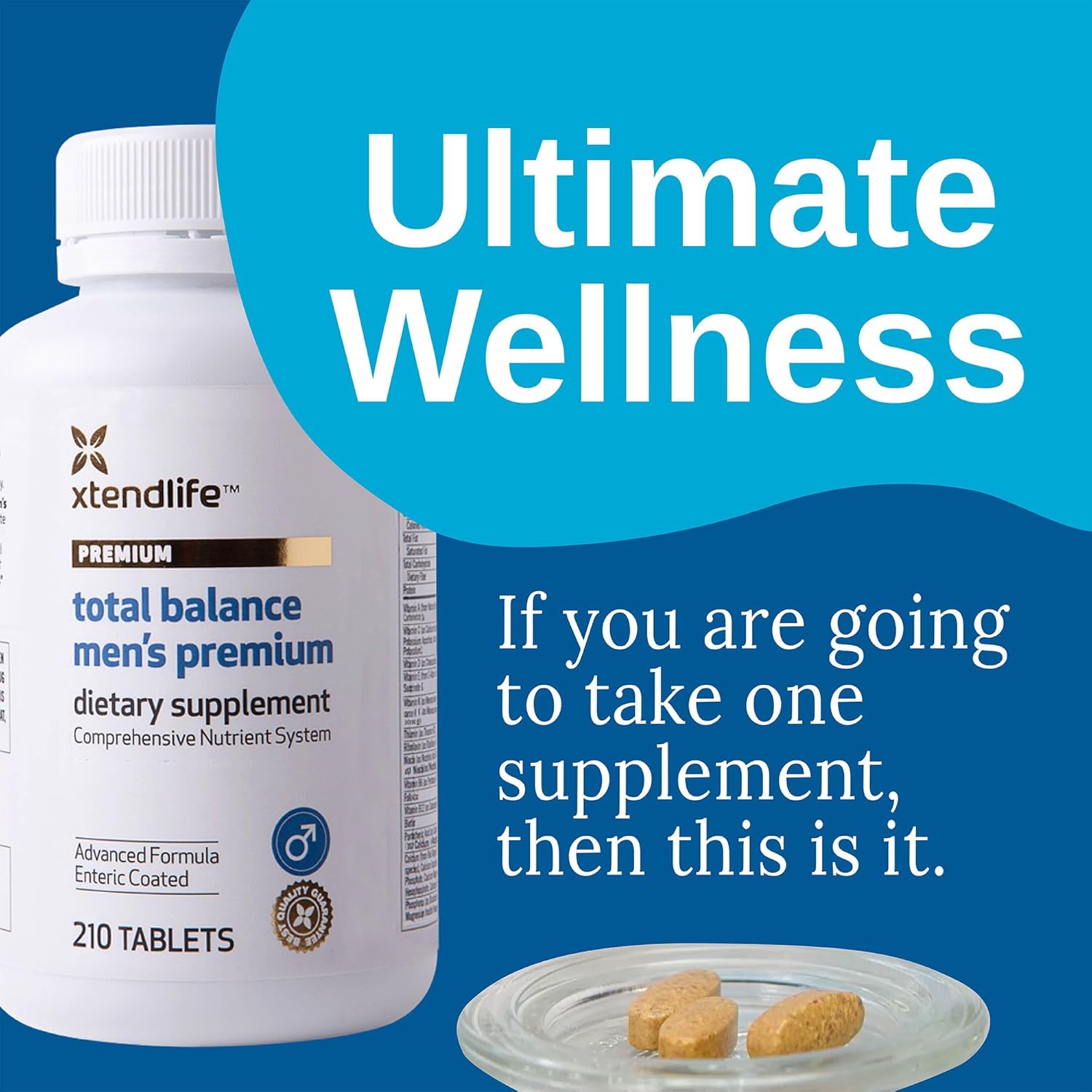 Xtendlife Total Balance Men's Premium Extra Strength Daily Multivitamin & Mineral - 90+ Nutrients for Complete Immune, Heart, Digestive, and Cellular Health - 30 Day Supply