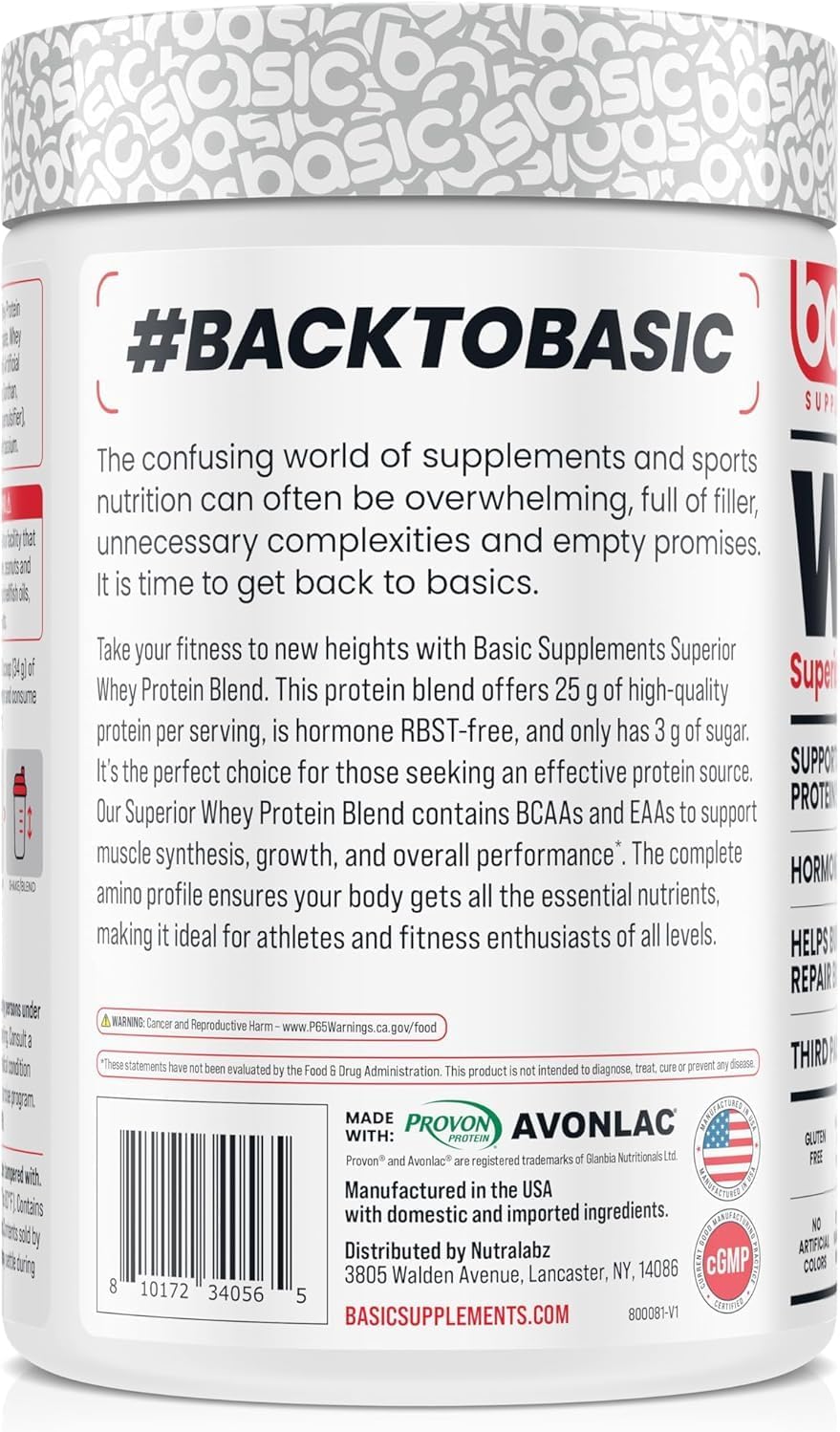 Whey Protein Powder, 25g Protein, Complete Amino Acid Profile, Gluten-Free, Low Fat, RBST-Free, Supports Muscle Recovery & Antibody Health (2 Pound, Vanilla)
