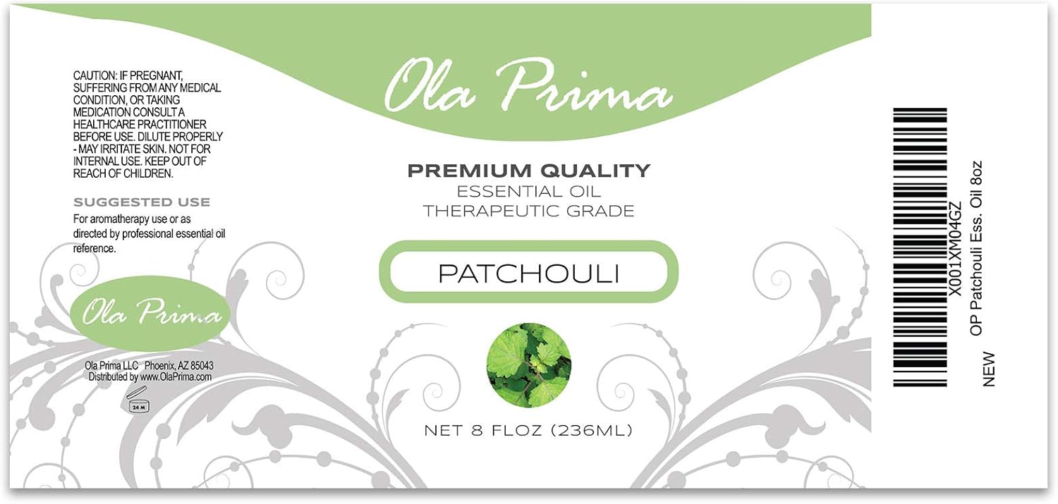 Ola Prima Patchouli Essential Oil 8 oz for Aromatherapy, Diffusers, Candle Making - (240ml)