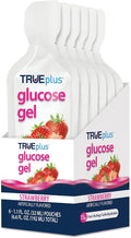 TRUEplus Glucose Gel Pouch, Strawberry Flavor, 15g Fast-Acting Carbohydrates, Fat Free, Gluten Free, Quick Support for Low Blood Sugar and Energy, 6 Pack