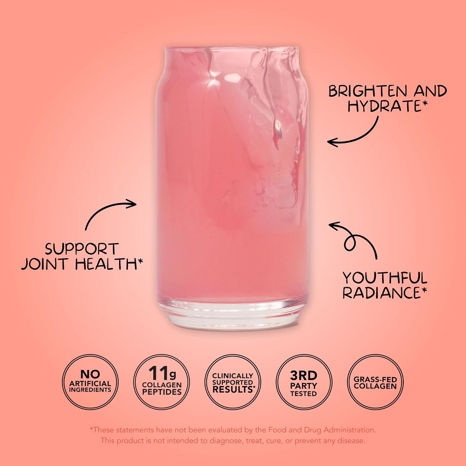 Clean Simple Eats Collagen Powder + Beauty Blend, Ruby Red Raspberry, Hydrolyzed Collagen Peptides from Grass Fed Bovine & Chicken, Hyaluronic Acid for Hair, Skin, Nail & Joint Support, 30 Servings