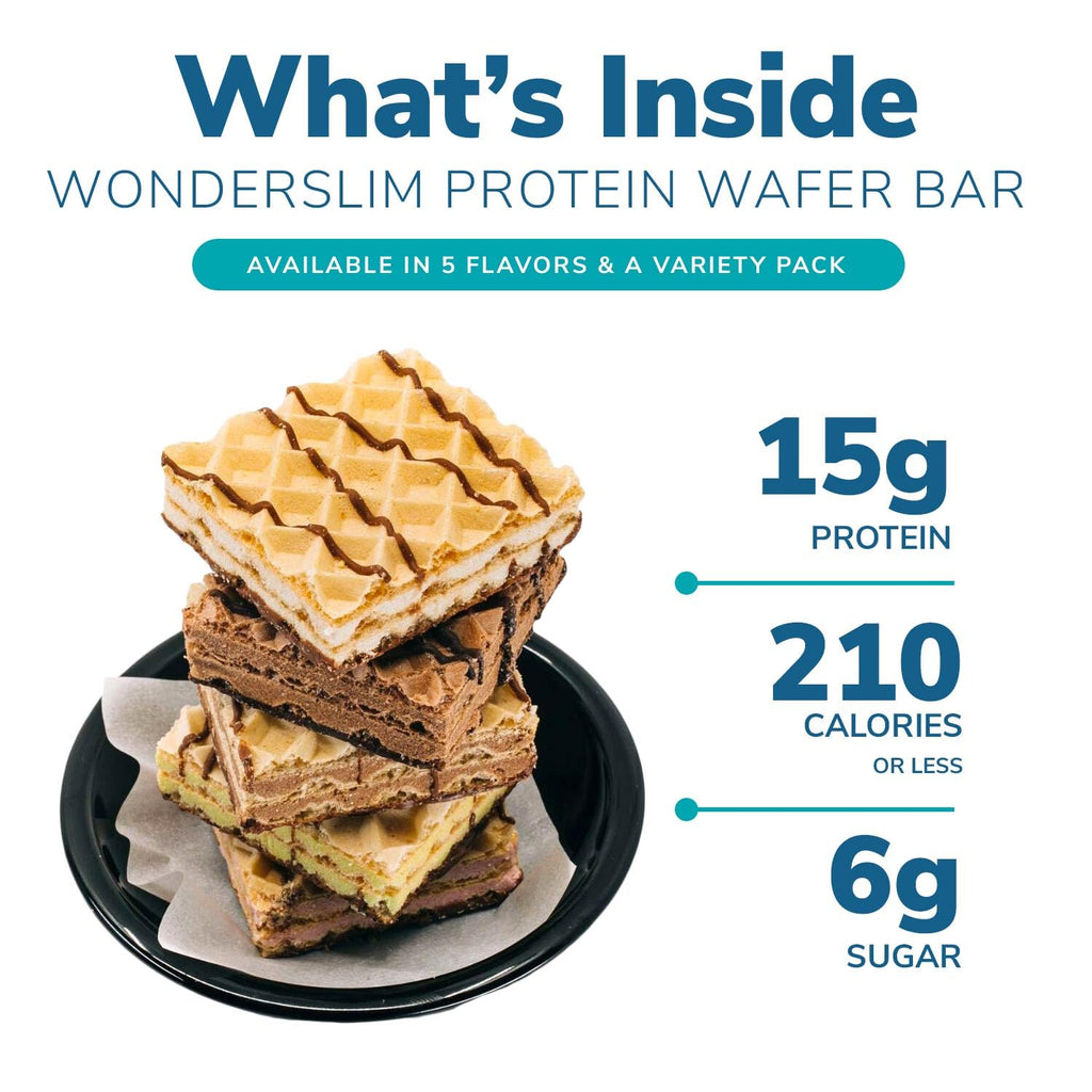 WonderSlim Protein Wafer Snack Bar, Mocha, 200 Calories, 15g Protein, 0mg Cholesterol (5ct) (Pack of 2)