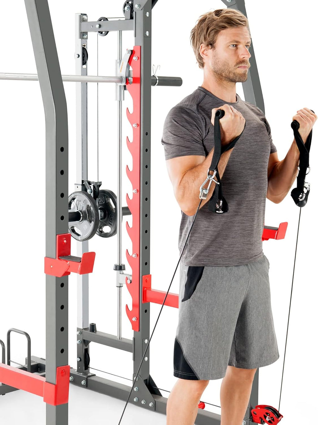 Marcy Smith Machine Home Gym System SM-4903, All-in-One Strength Training Cage with Weight Bench, Pulley, Squat Rack & Workout Station
