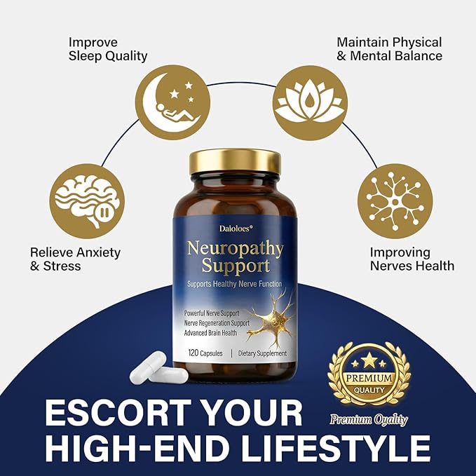 Neuropathy Supplements | Premium Nerve Support for Nerve Health, Regeneration, Cognitive | R-Alpha Lipoic Acid Vitamin B1, B6, B12, Magnesium | 120 Vegan Capsules, 40 Day Supply