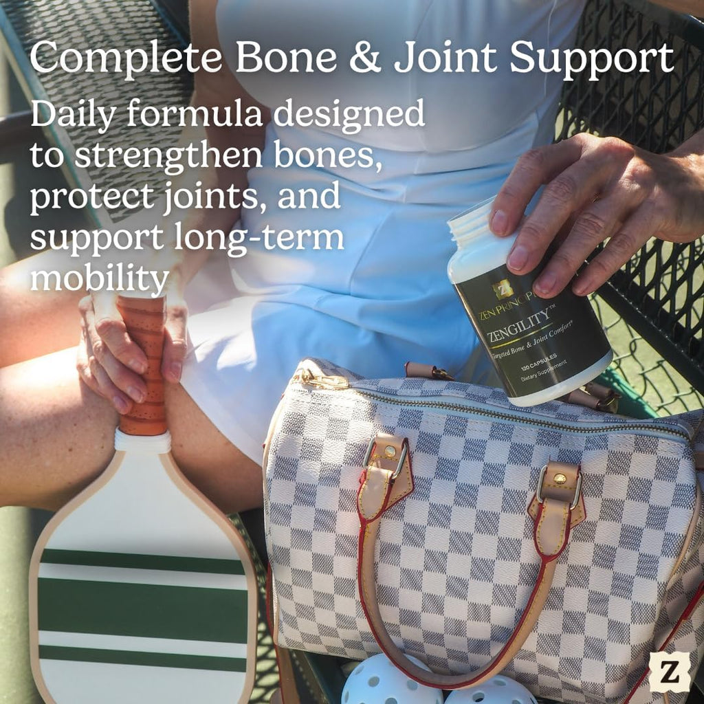Zen Principle Zengility™ Joint Support & Bone Strength Supplement – Fast-Acting Relief with Glucosamine, MSM, Plant Calcium, Vitamin K2 & D3. Vegan Formula for Mobility, Flexibility & Comfort.